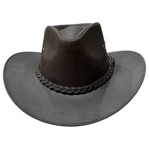 Sombrero de Cuero modelo: Australiano, Unisex – café oscuro – Nadina