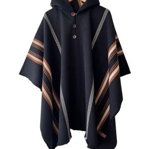 Poncho artesanal de lana con capucha – Modelo Del Valle | Hecho en Chile