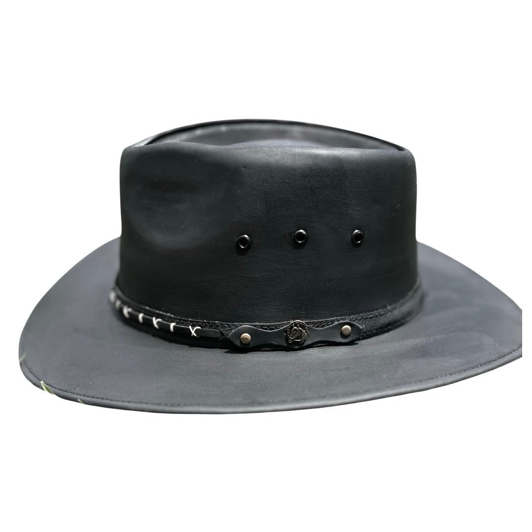 Sombrero de Cuero modelo: Australiano, Unisex – color negro – Nadina - Imagen 2