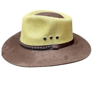 Sombrero Unisex de Yute y Tela , Curvo , Veraniego, Café oscuro